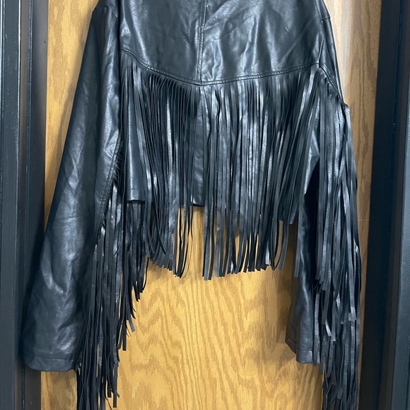 NWOT Dolls Kill X Current Mood plus size Hateful Ace fringe motor jacket - Picture 5 of 6